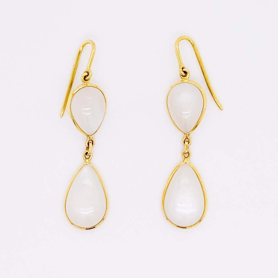 Moonstone Pear Shaped Dangle Earrings