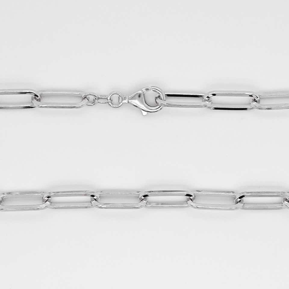 Silver Link Bracelet, Paperclip, Sterling Silver, Paper Clip Bracelet