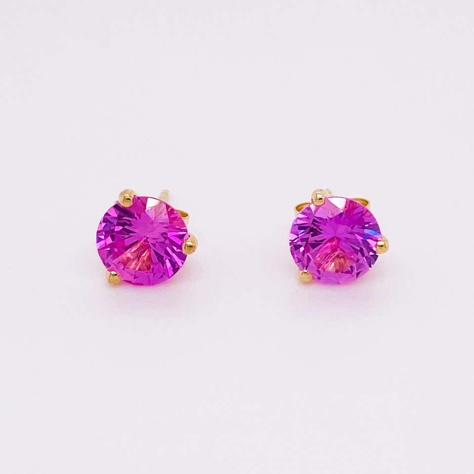 Synthetic Ruby Stud Earrings