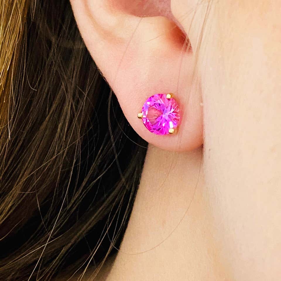 Synthetic Ruby Stud Earrings