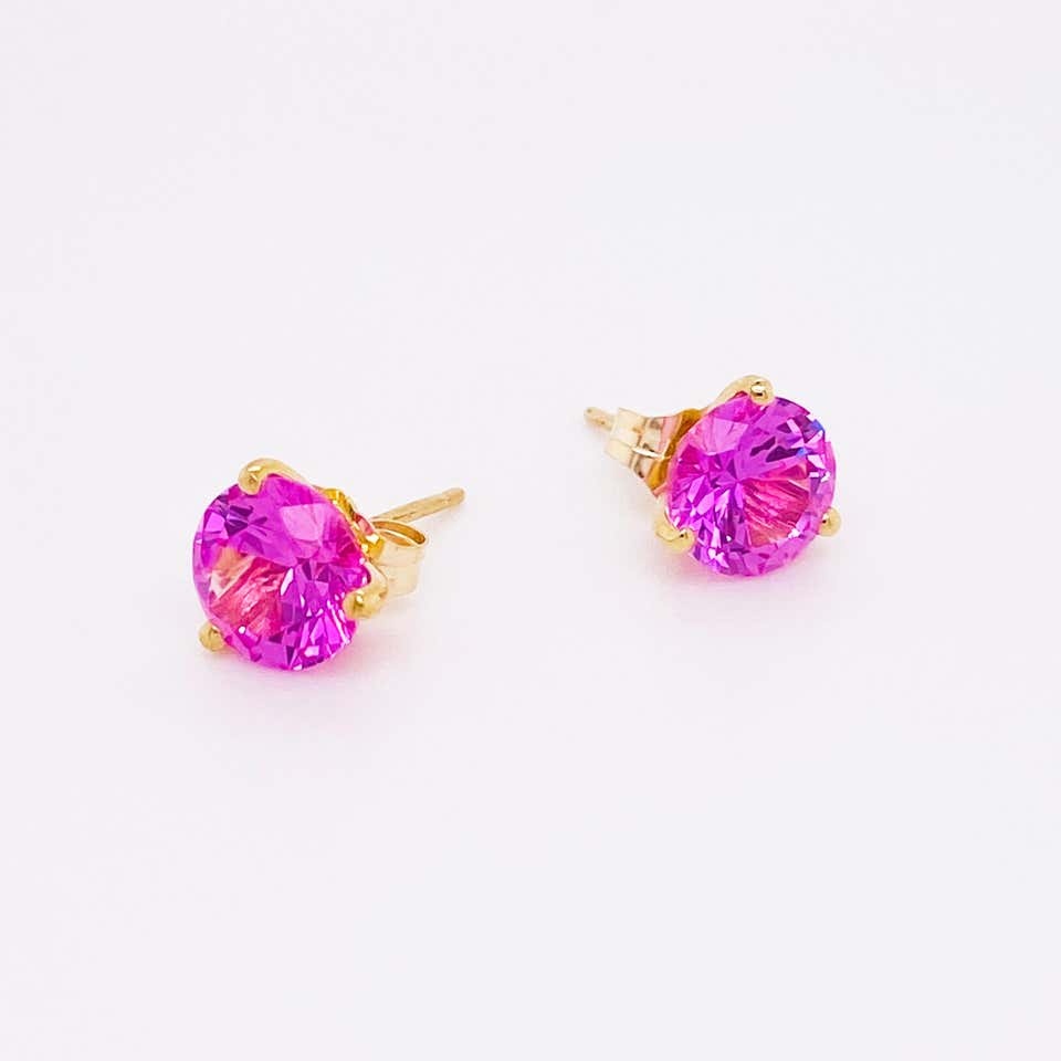 Synthetic Ruby Stud Earrings