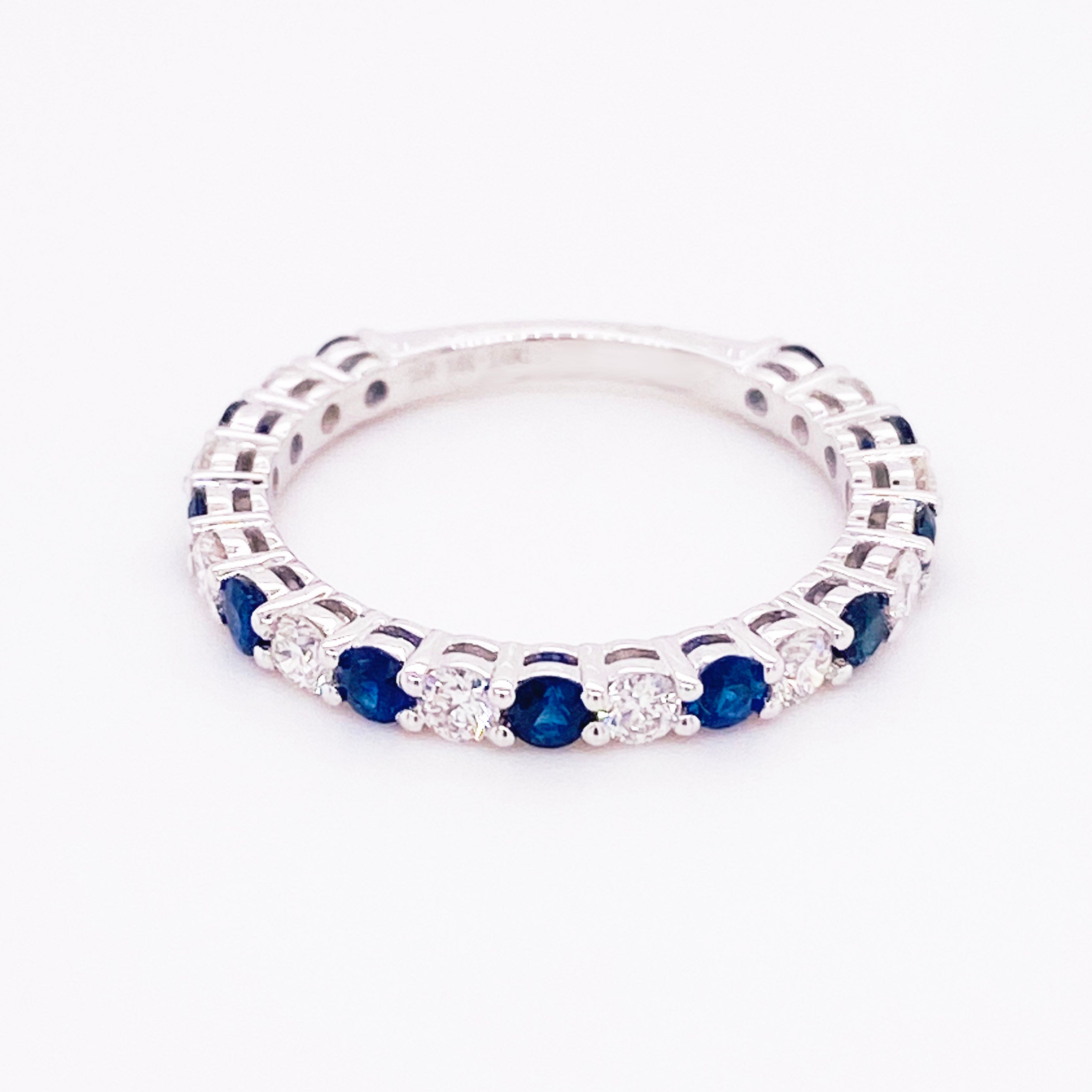 Blue Sapphire Diamond Stackable Ring