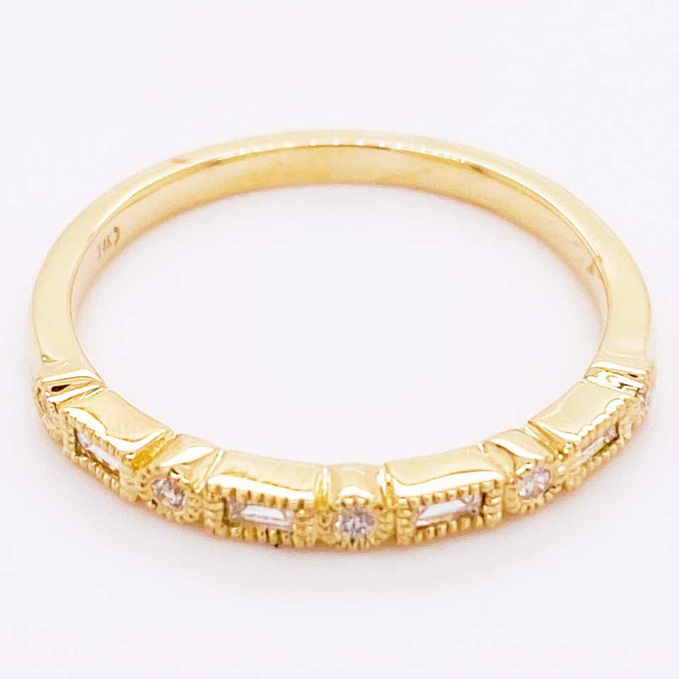 Diamond Baguette Millgrain Ring