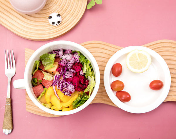 Agate Enamel 14cm Mug with Covered Saucer Plate Storage Bowl 1.35L