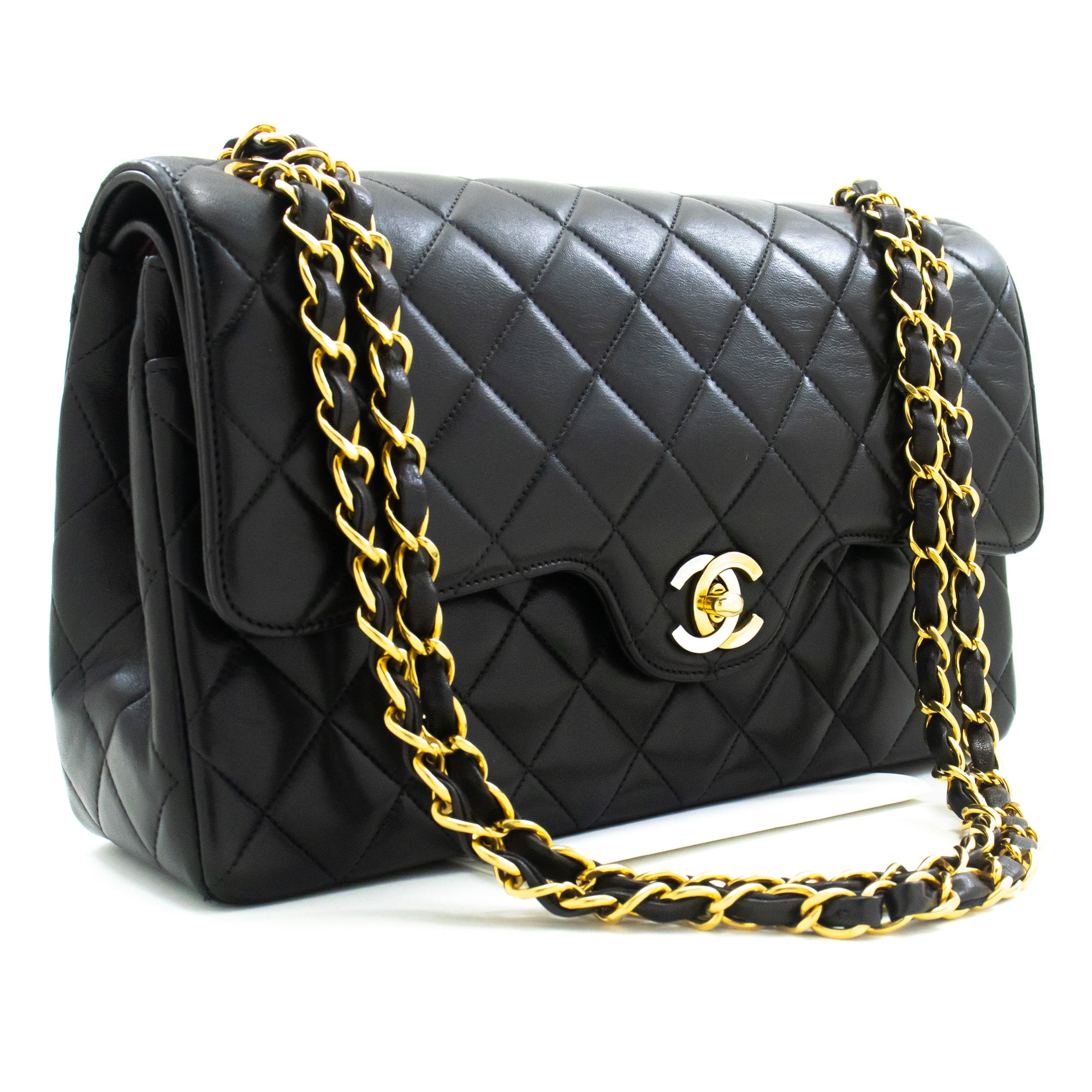 CHANEL Paris Limited Chain Shoulder Bag Black Double Flap Quilted m57