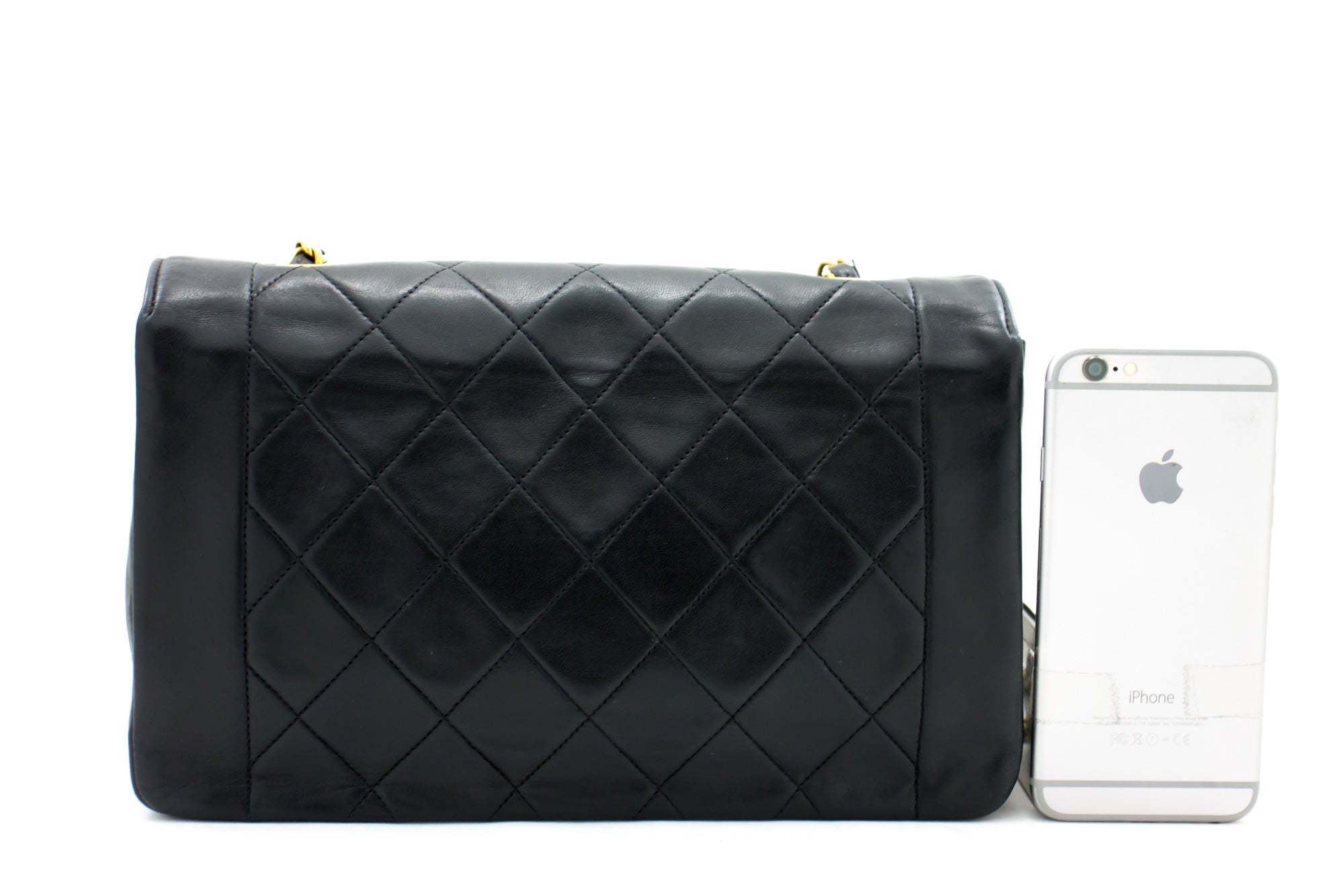 CHANEL Diana Flap Chain Shoulder Bag Black Quilted Lambskin Purse h32