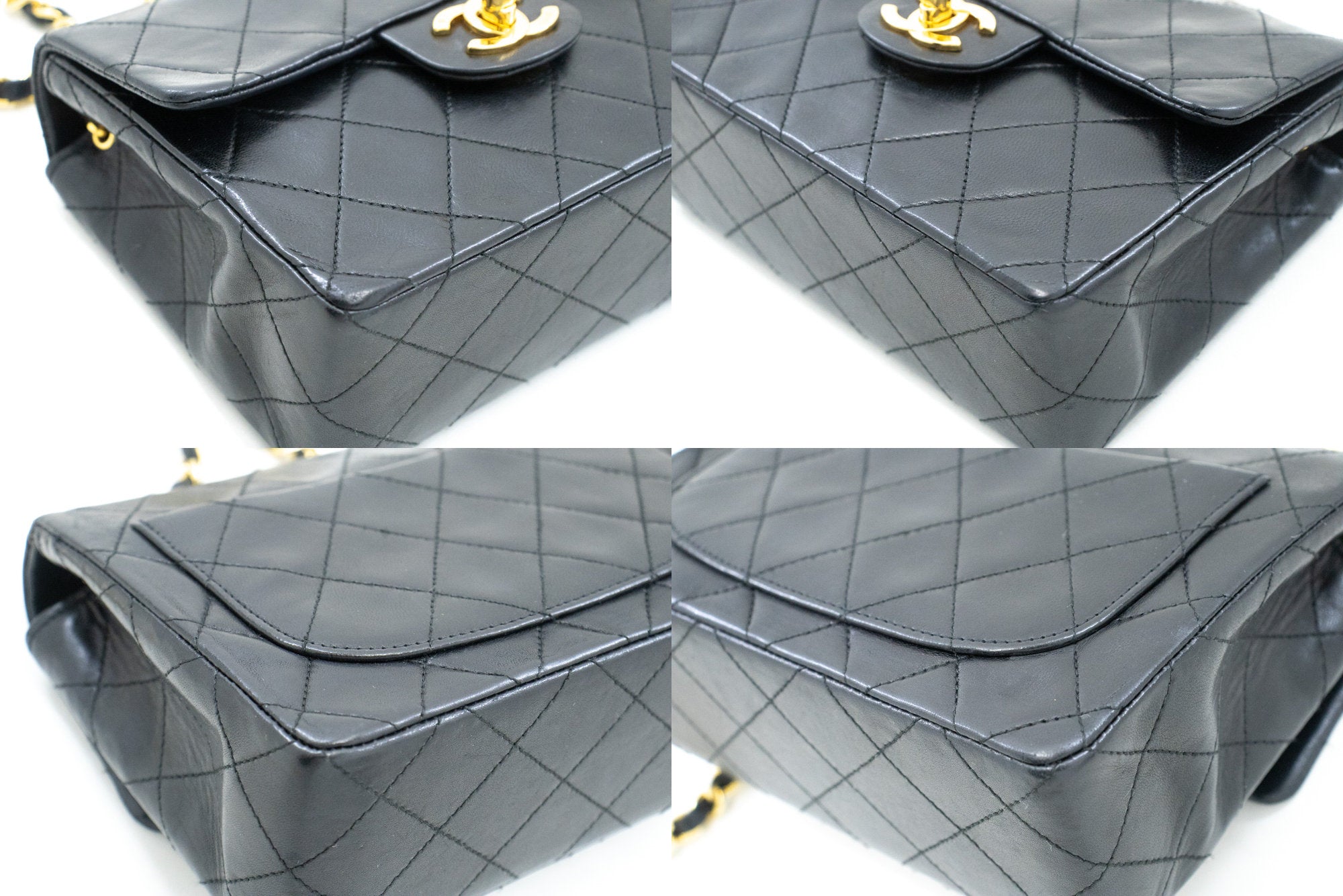 CHANEL Mini Square Small Chain Shoulder Bag Crossbody Black Lamb m26