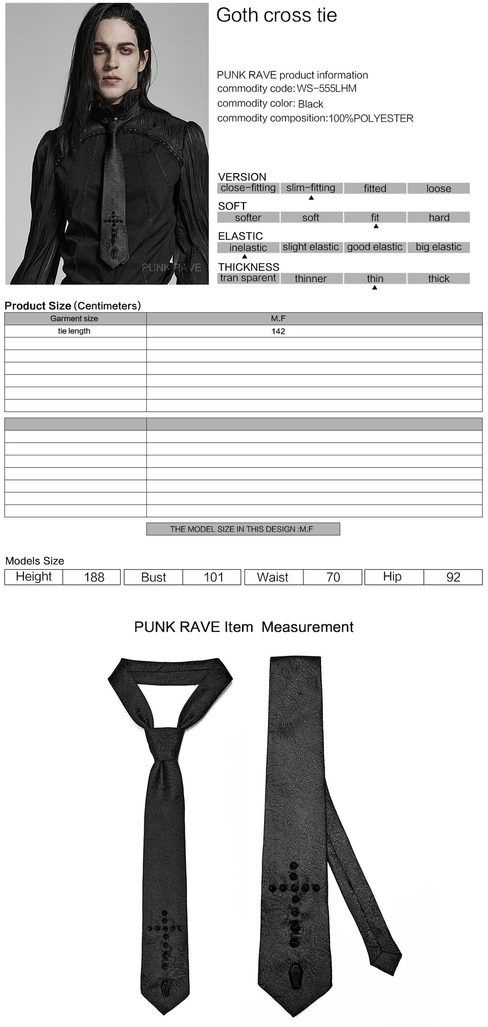 Goth cross tie WS-555LHM