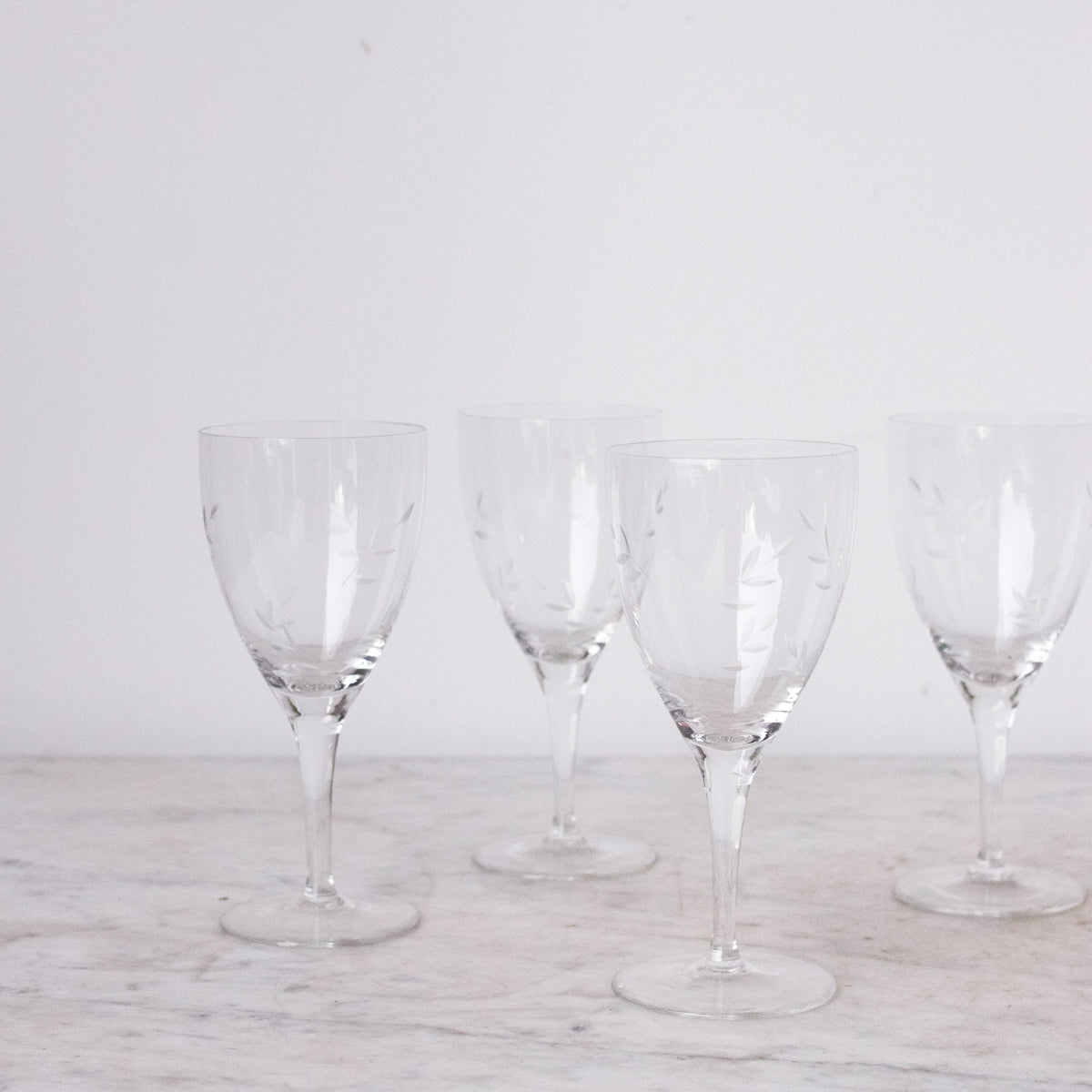 Vintage Cut Glass Wine Glass Set of 8