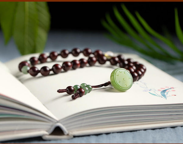 Natural Jade Narra Bracelet with Buddha Beads - LUXYIN
