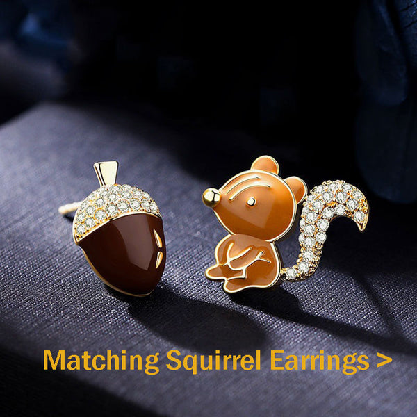 LUXYIN | Super Squirrel Man Silver Pendant, Squirrel Stud Earrings