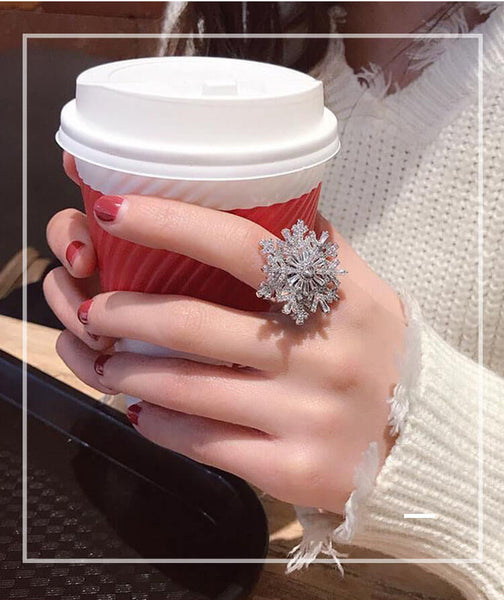 Rotate Snowflake Dancing Open Ring, Anti-Anxiety Ring Spinner -LUXYIN