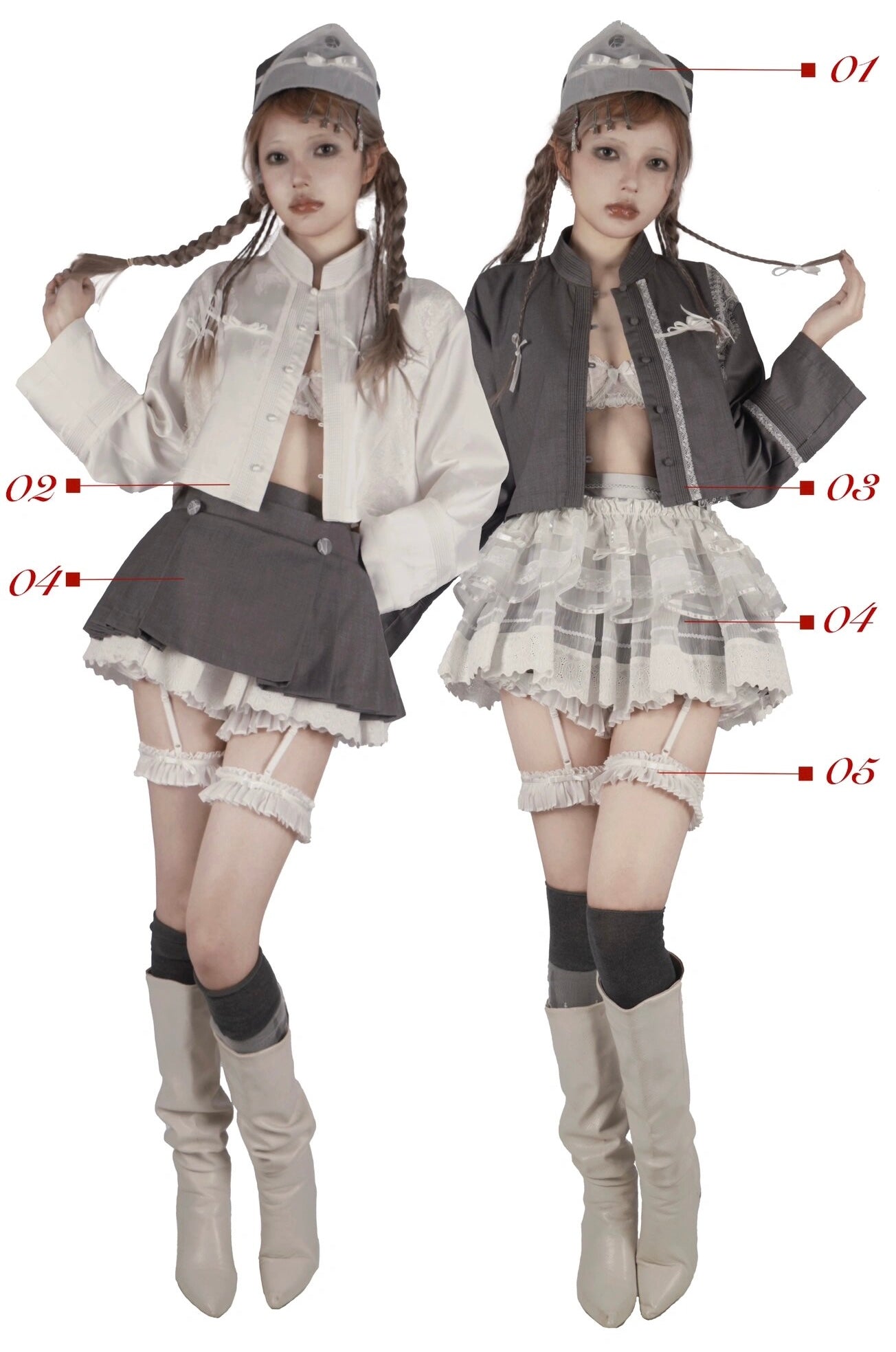 [Pre-order till 9th Feb 2024] NoLolita 24SS Grey Angel Dress Cardigan Set