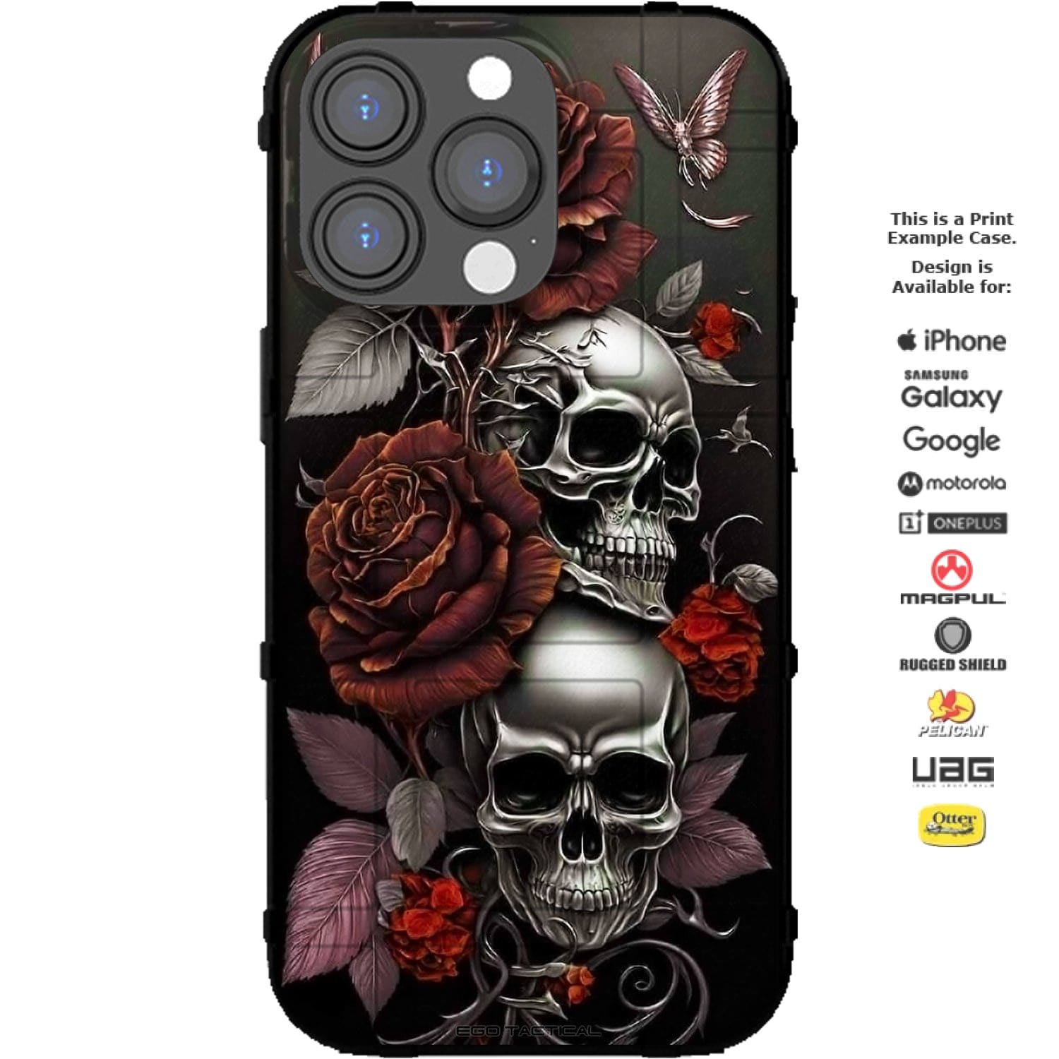 Skulls and Roses Custom Printed Android & Apple Phone Case Design
