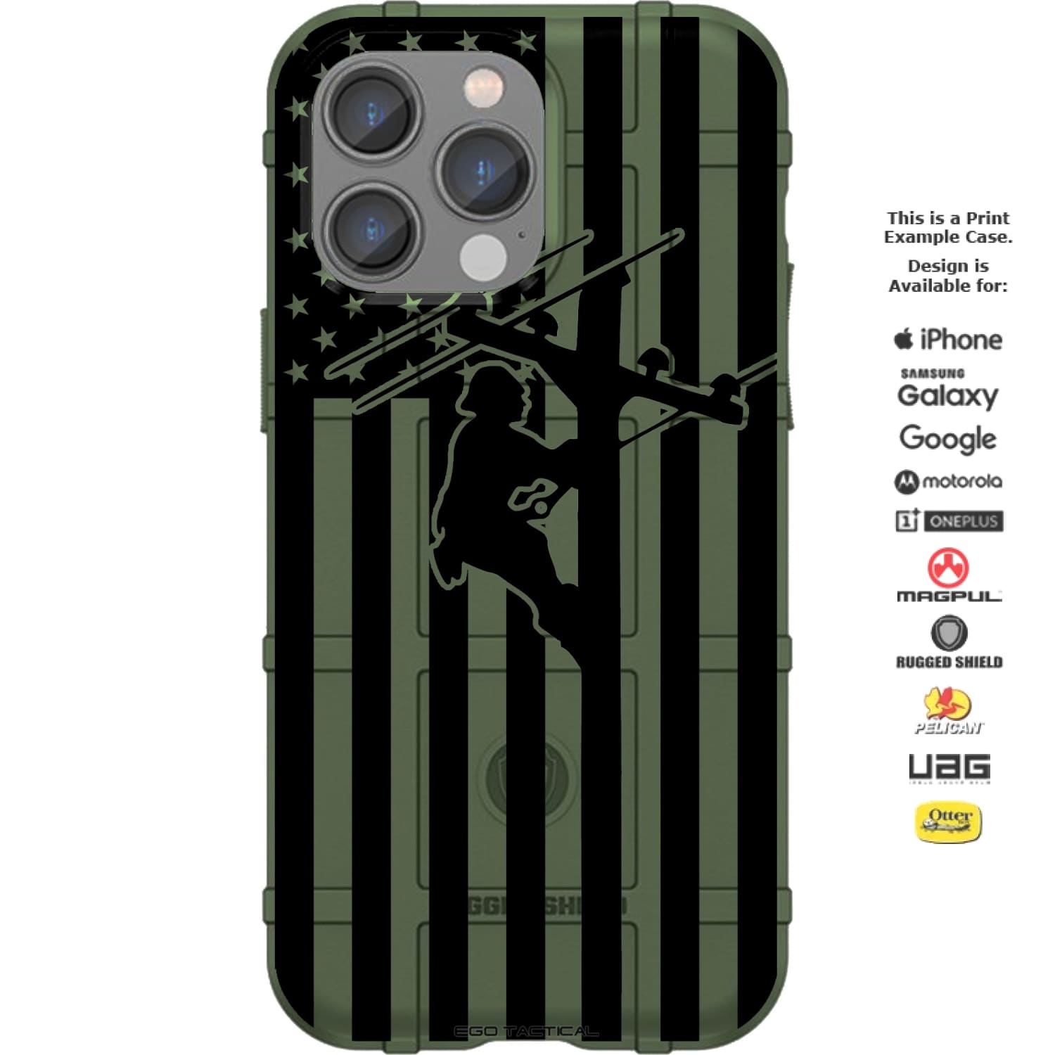 US Lineman Subdued American Flag Custom Printed Android & Apple Phone Case Design