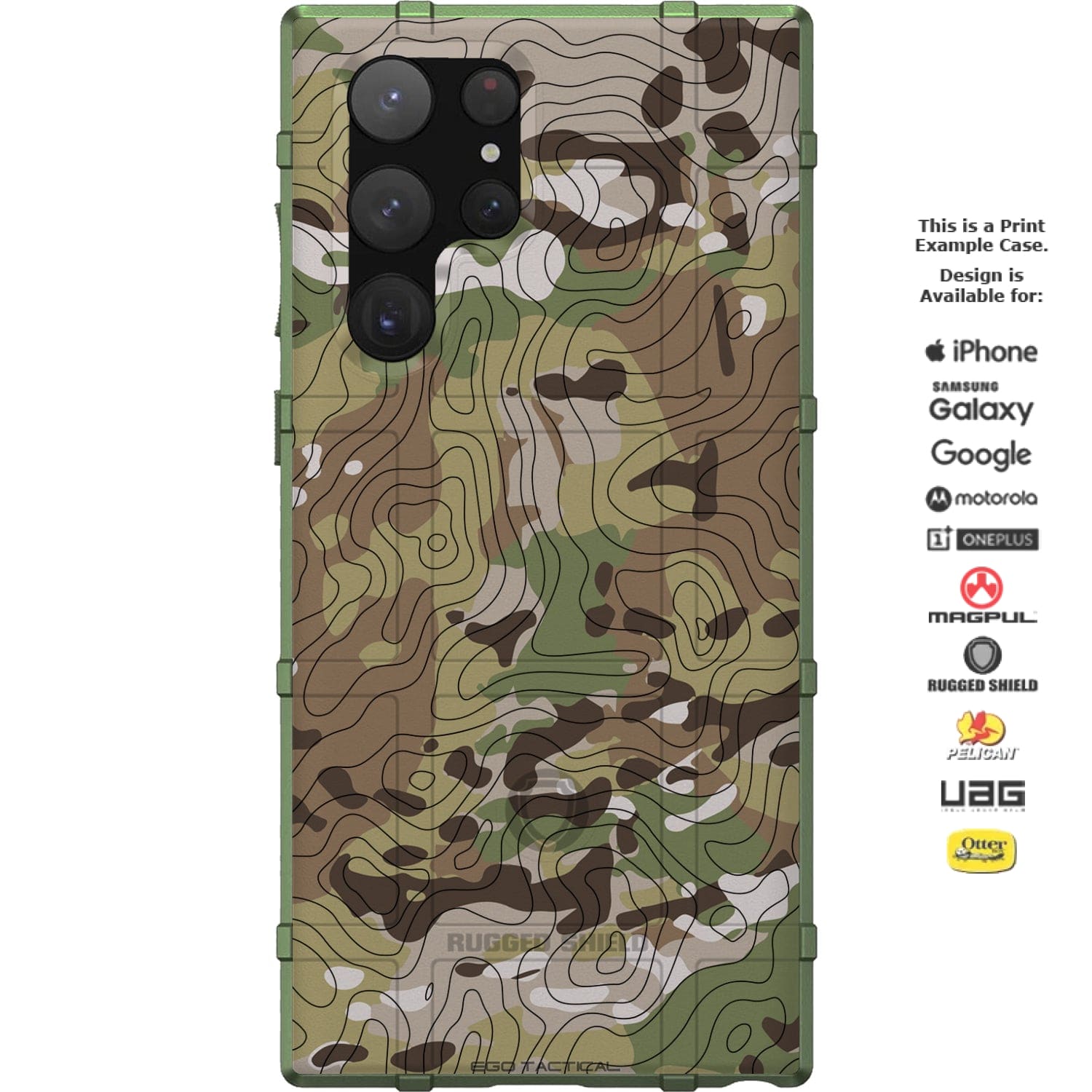 Topography over Multicam Camouflage Custom Printed Android & Apple Phone Case Design