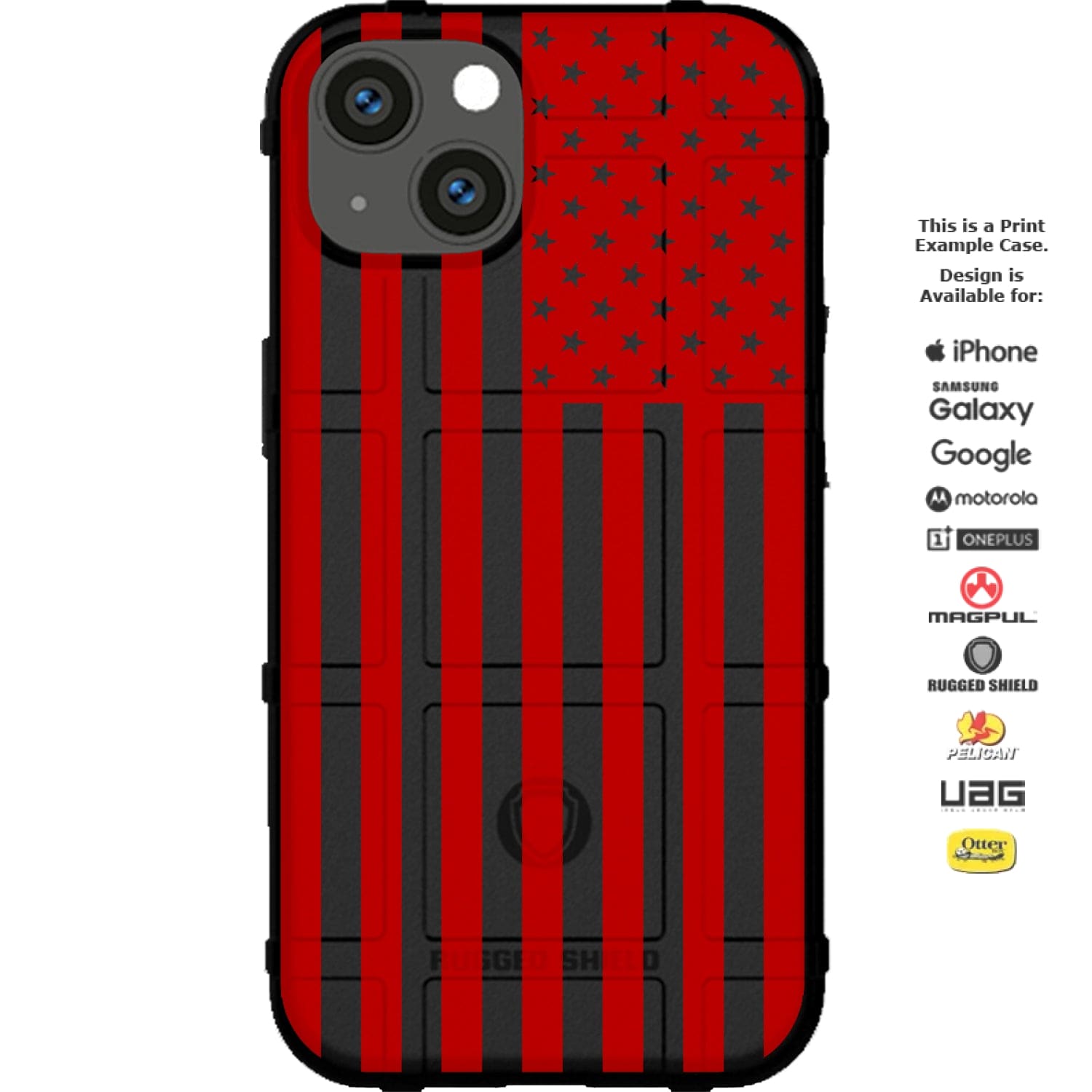 Assorted Color Printed US American Flags on Black Background Custom Printed Android & Apple Phone Case Design