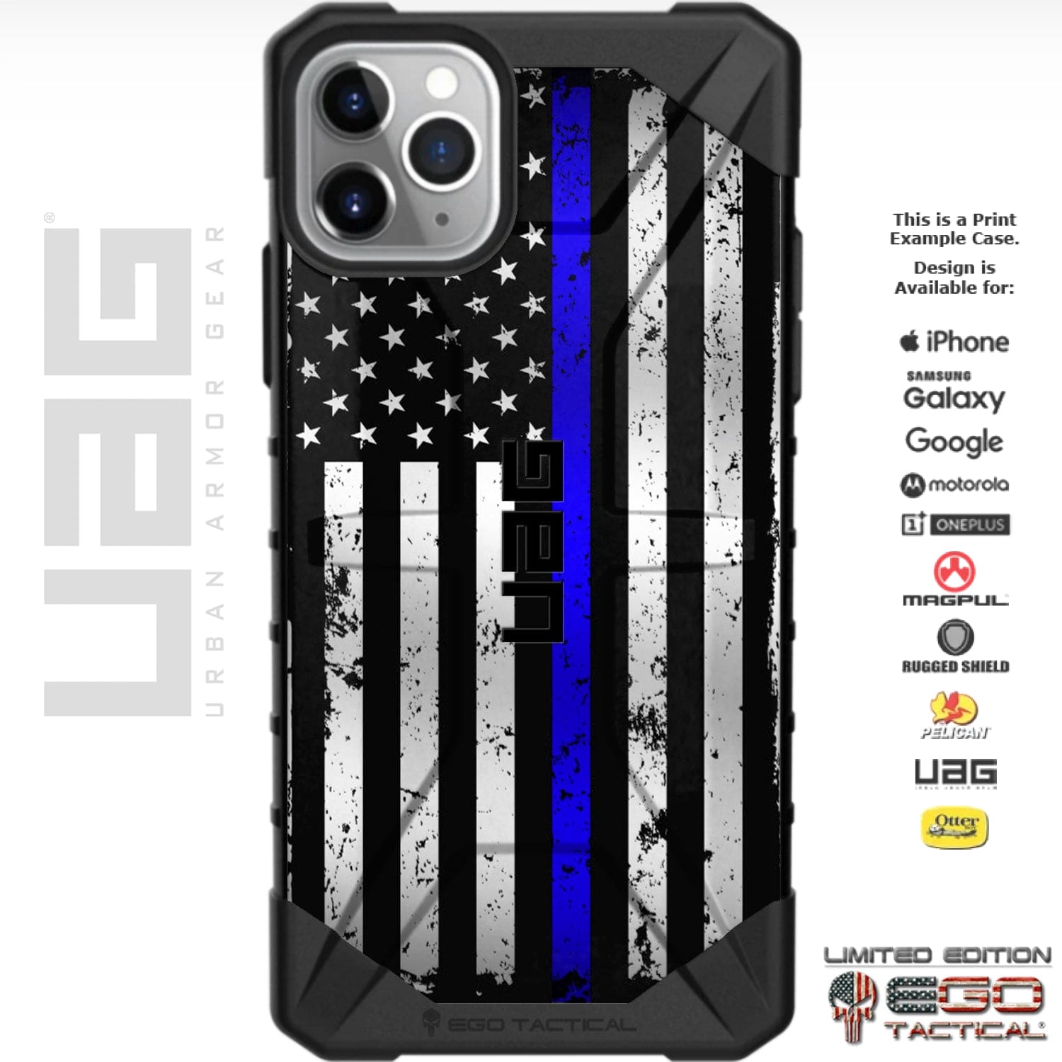 Subdued Reversed US American Flag Thin Blue Line Custom Printed Android & Apple Phone Case Design