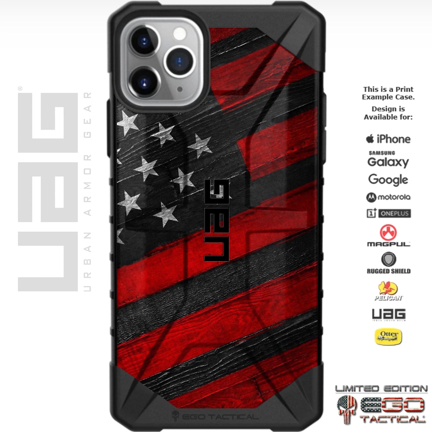 Red, Blue, Green or Yellow Wooden US American Flag Custom Printed Android & Apple Phone Case Design