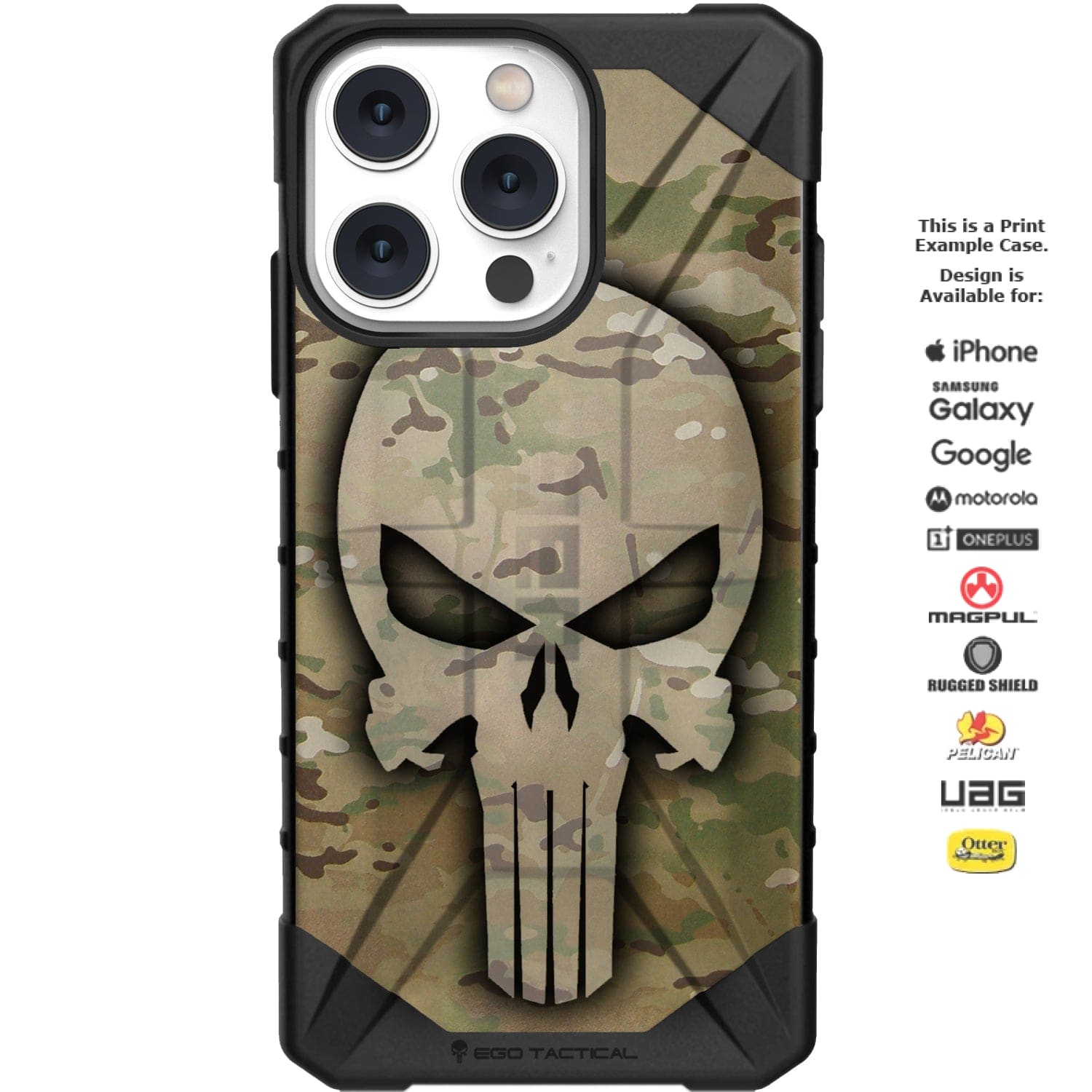 Ghost Punisher on US Military Camouflage Custom Printed Android & Apple Phone Case Design