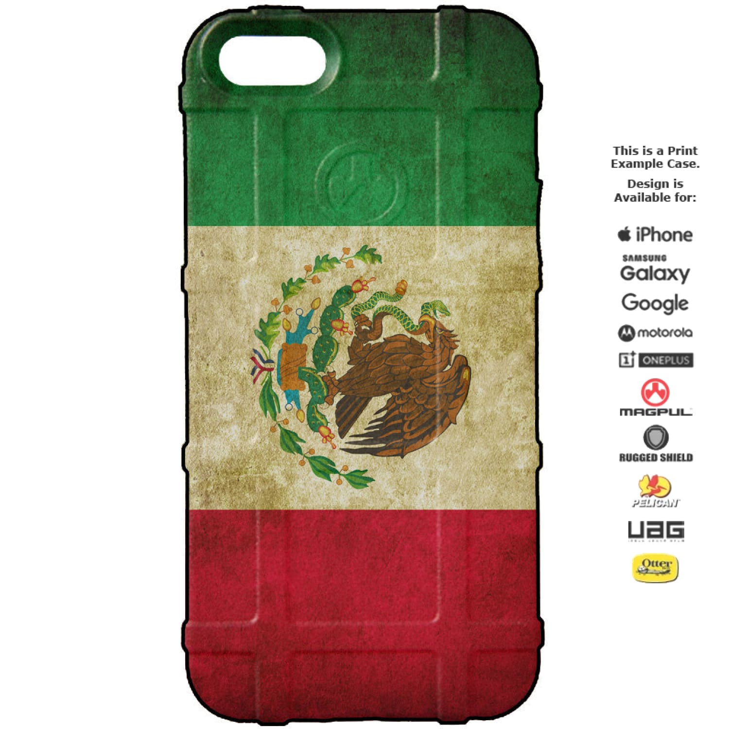 Weathered Mexican Flag Custom Printed Android & Apple Phone Case Design