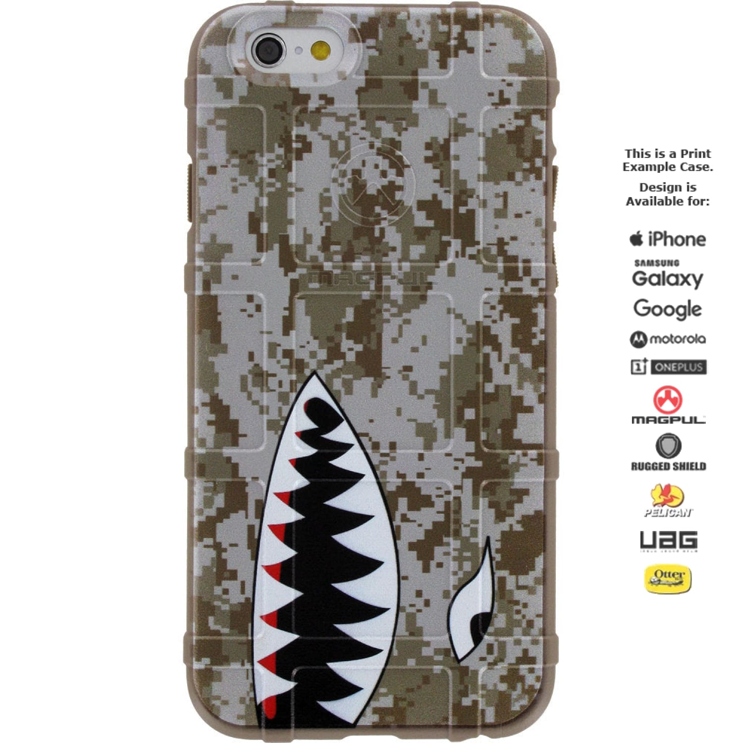 MARPAT Desert Digital Camouflage, Shark Teeth Custom Printed Android & Apple Phone Case Design