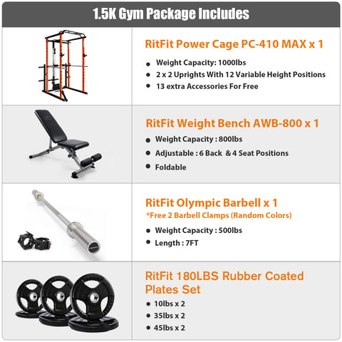 RitFit 1.5K Budget Home Gym Package Garage Gym System Home Gym Essentials