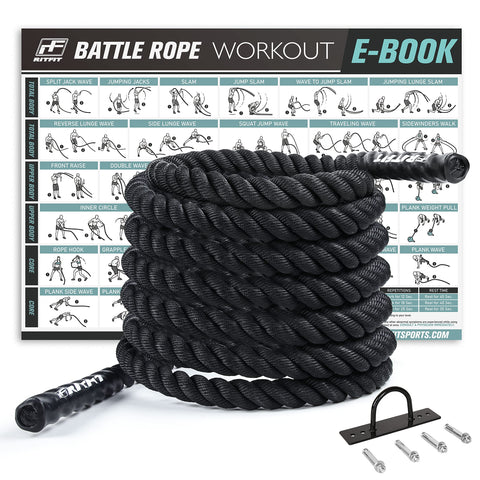 Battle Rope 50ft Set Thick Gym Rope For Full Body Workouts
