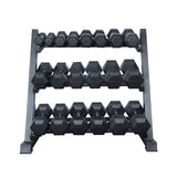 550LBS 10 Pairs Rubber Coated Hex Dumbbells and Rack Set