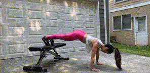 bench ab workout feet-elevated pike pushup