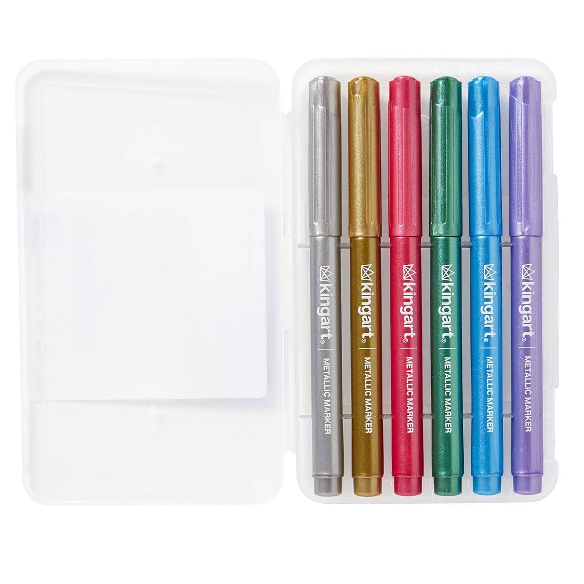 KINGART? Metallic Markers with Travel Case, Set of 6 Colors