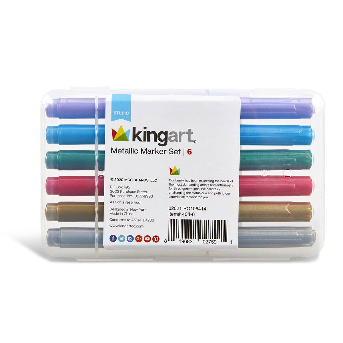 KINGART? Metallic Markers with Travel Case, Set of 6 Colors