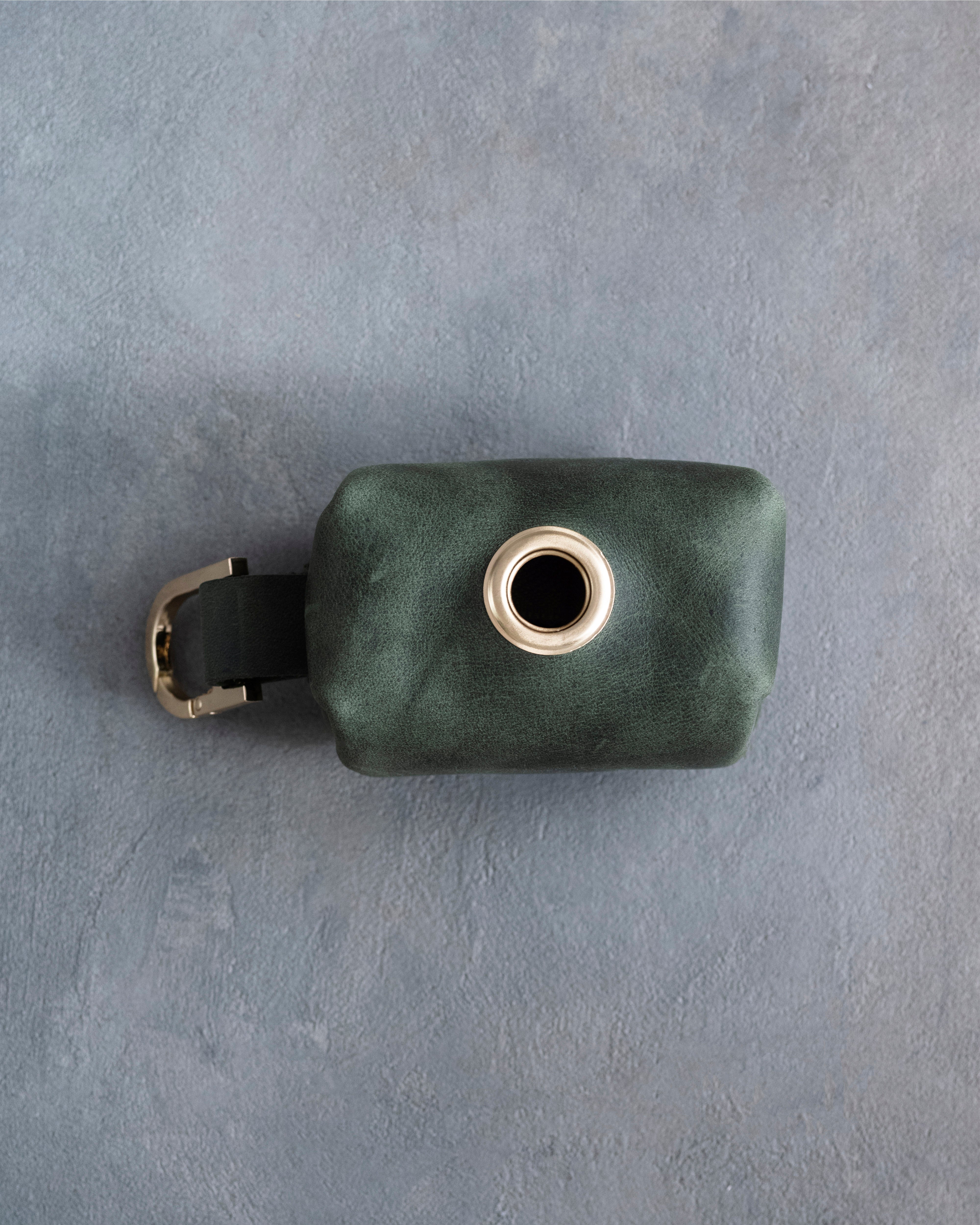 Forest Green Leather Dog Poop Bag Holder