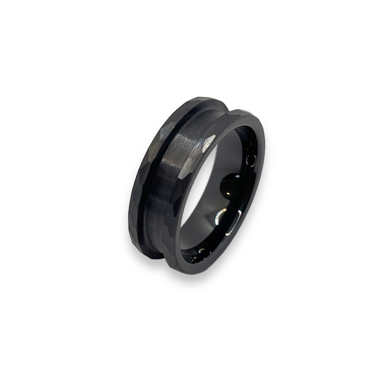 Hammered Black Ceramic ring core