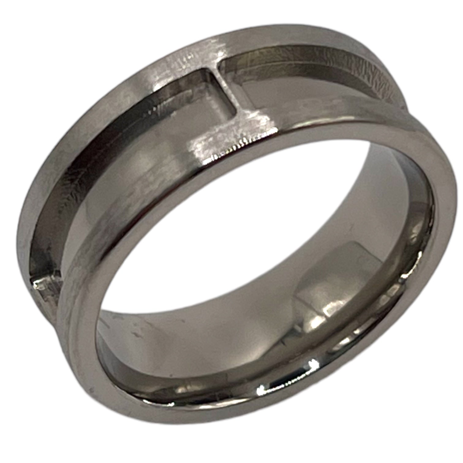 Titanium Long rectangle inlay channels ring core