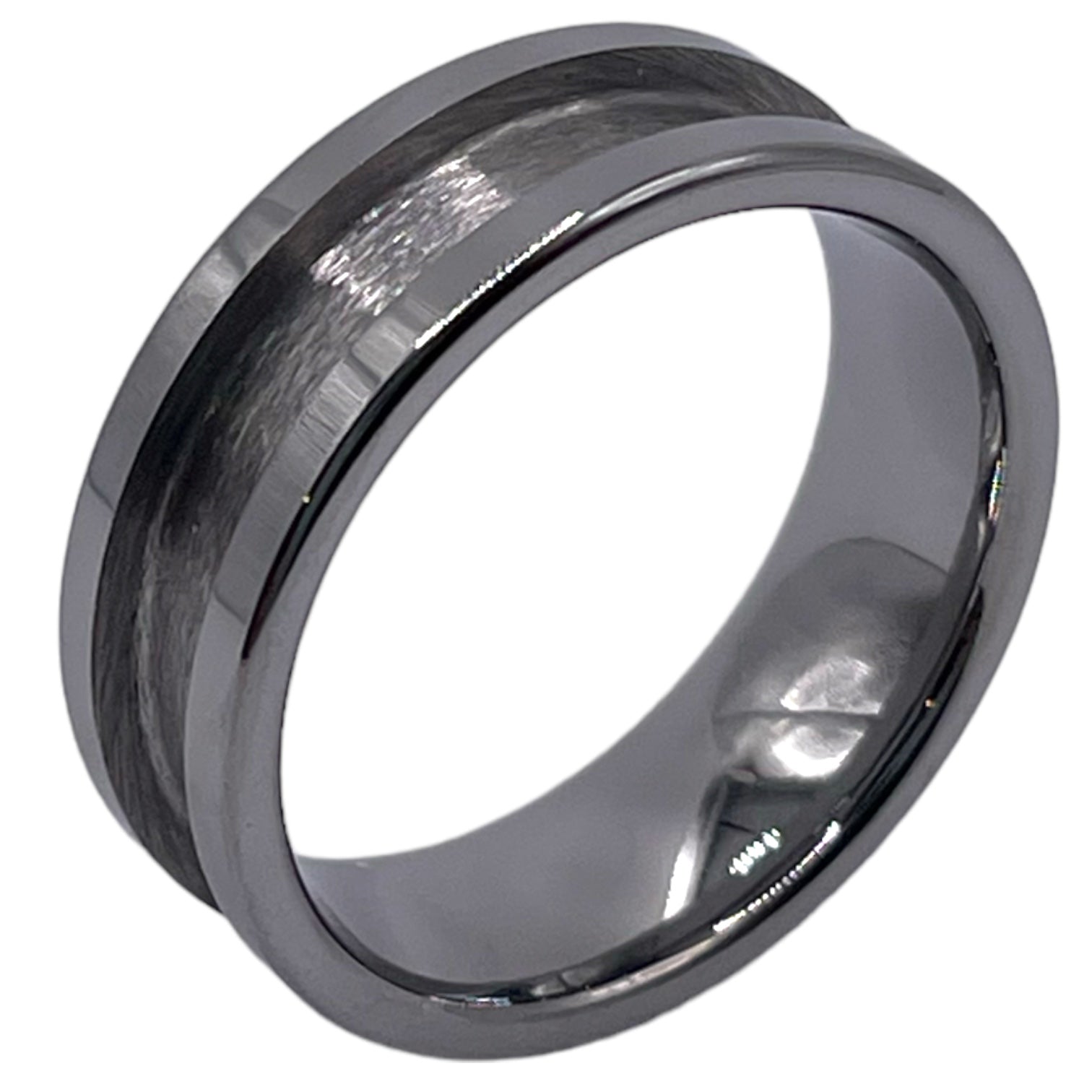 Flat Edge tungsten channel inlay ring cores in 6 and 8 mm total width