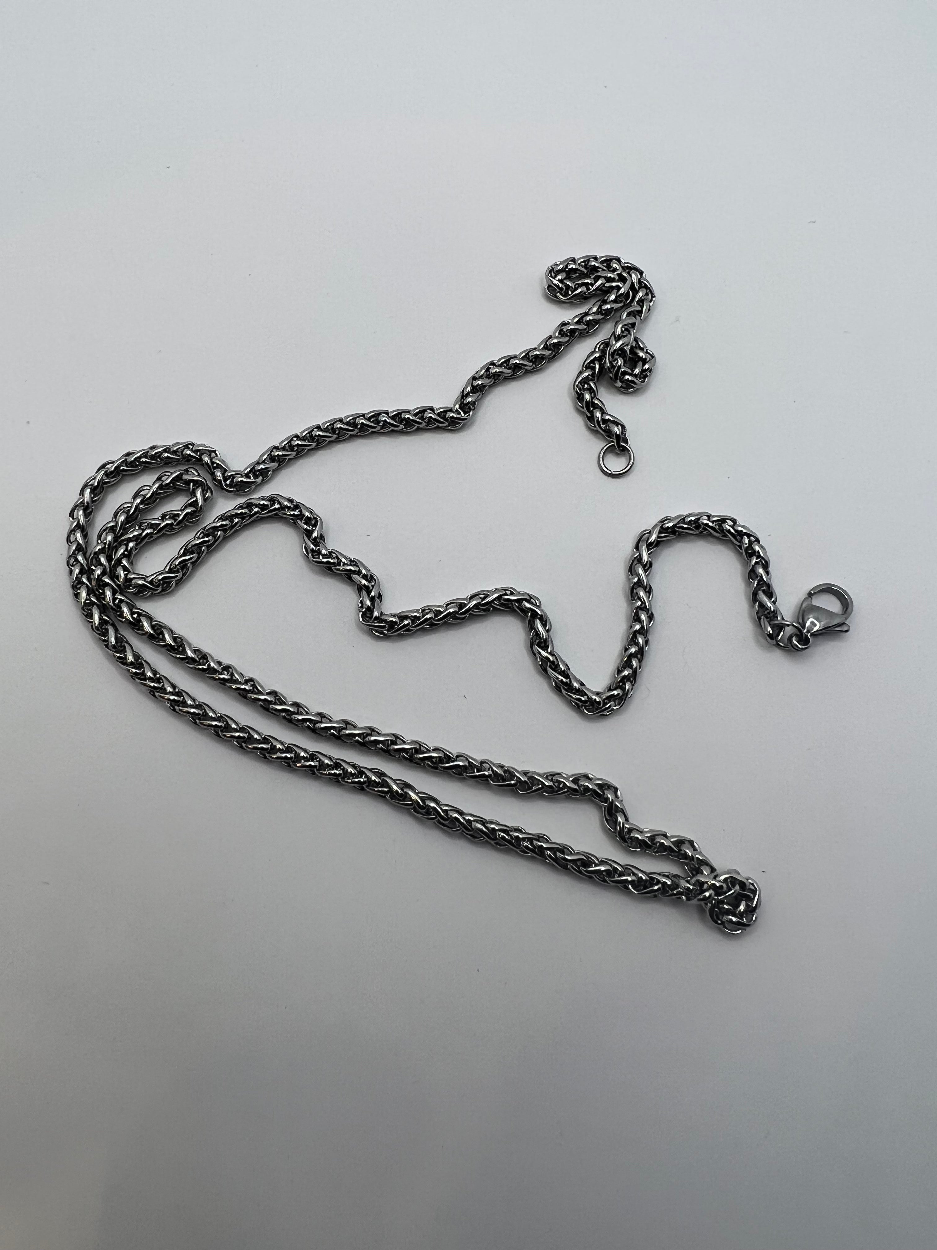 Dog tag inlay pendant and chains, Carbon Fiber and Titanium