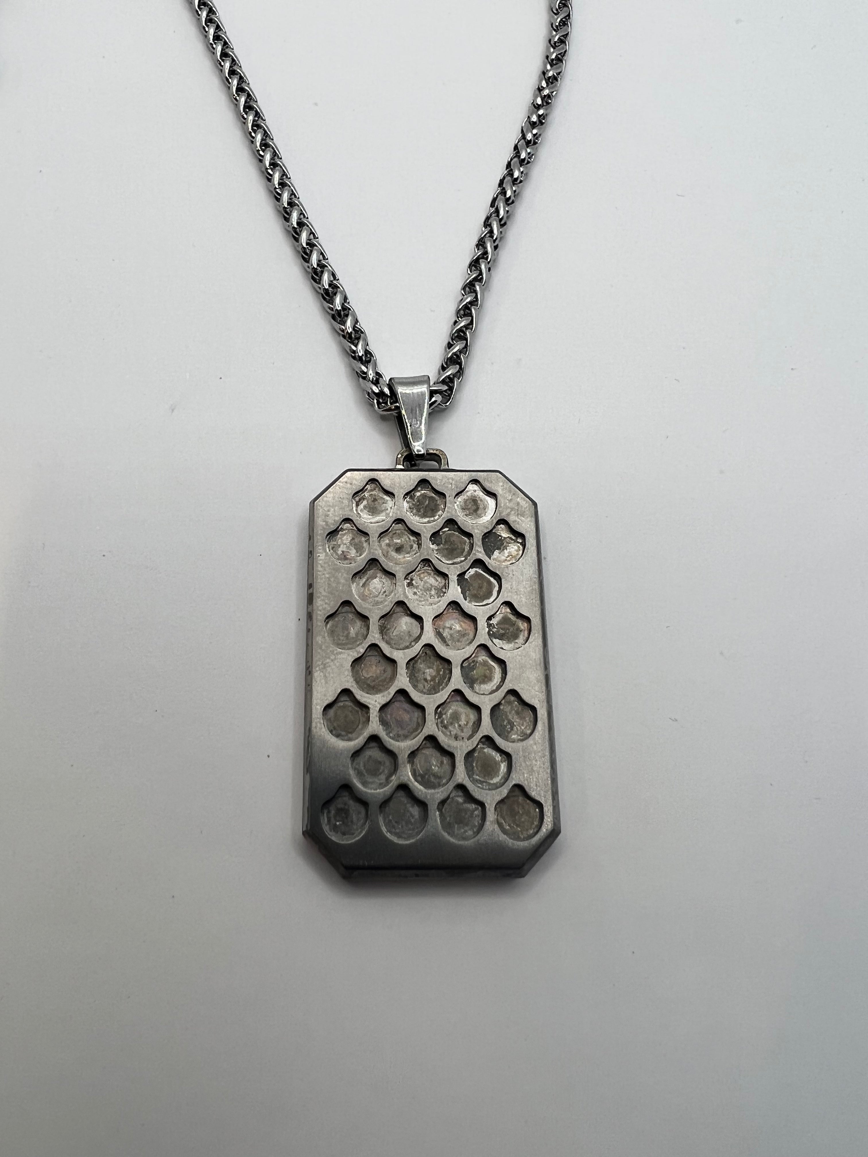 Dog tag inlay pendant and chains, Carbon Fiber and Titanium