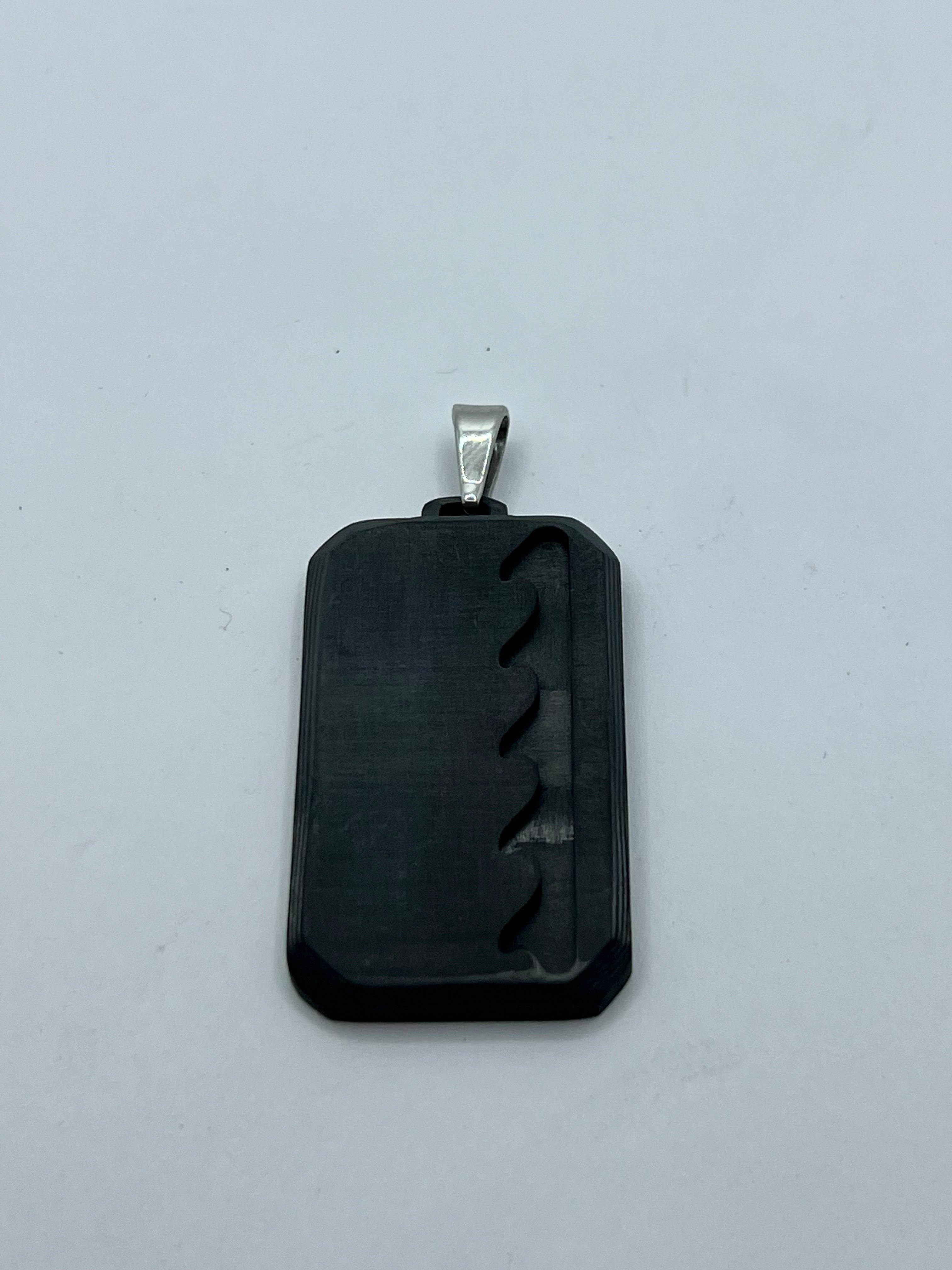 Dog tag inlay pendant and chains, Carbon Fiber and Titanium