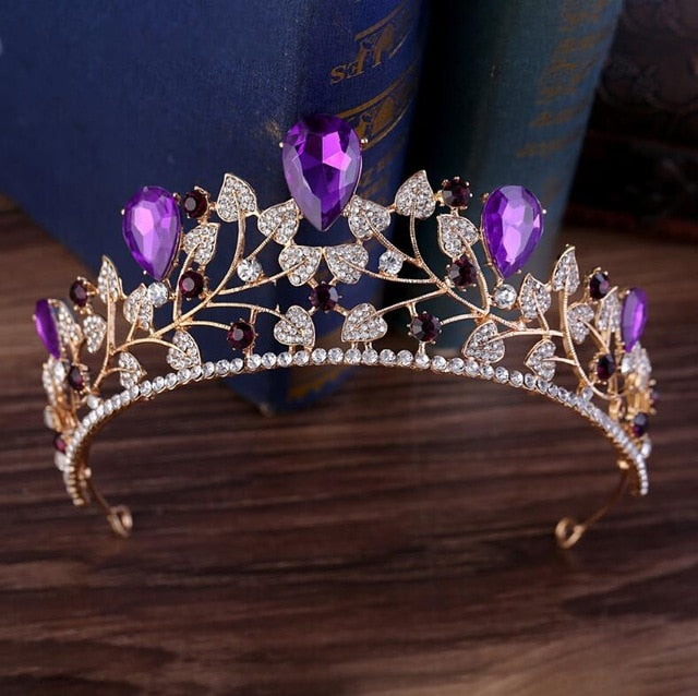 Magnificent Leaf & Gemstone Tiaras in 7 colors