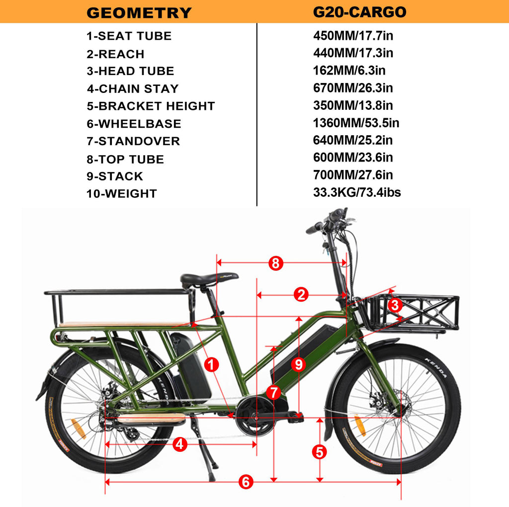 Moped style E-bike Eunorau Escape Geometry