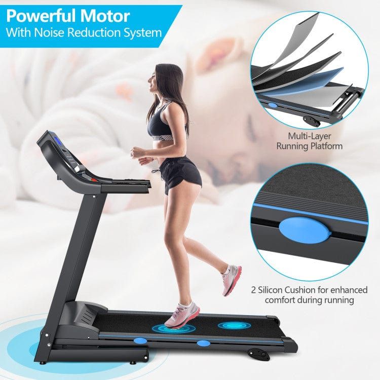 2.25 HP Folding Electric Motorized Power Treadmill with Blue Backlit LCD Display by Costway