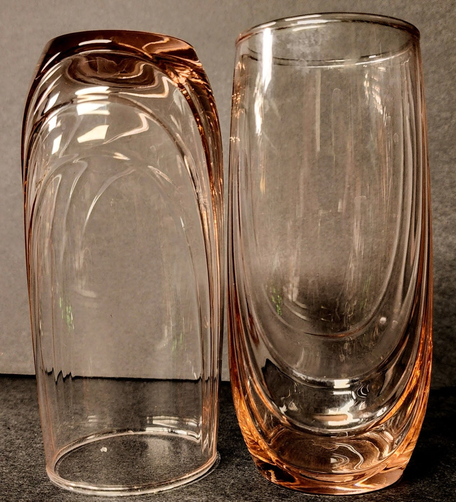 2 pc Vintage Tall Ball Light Pink Drinking Glasses