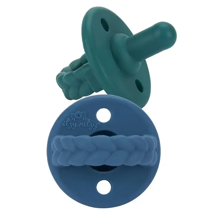 Sweetie Soother? Pacifier Set- DEEP SEA/DENIM BRAIDS