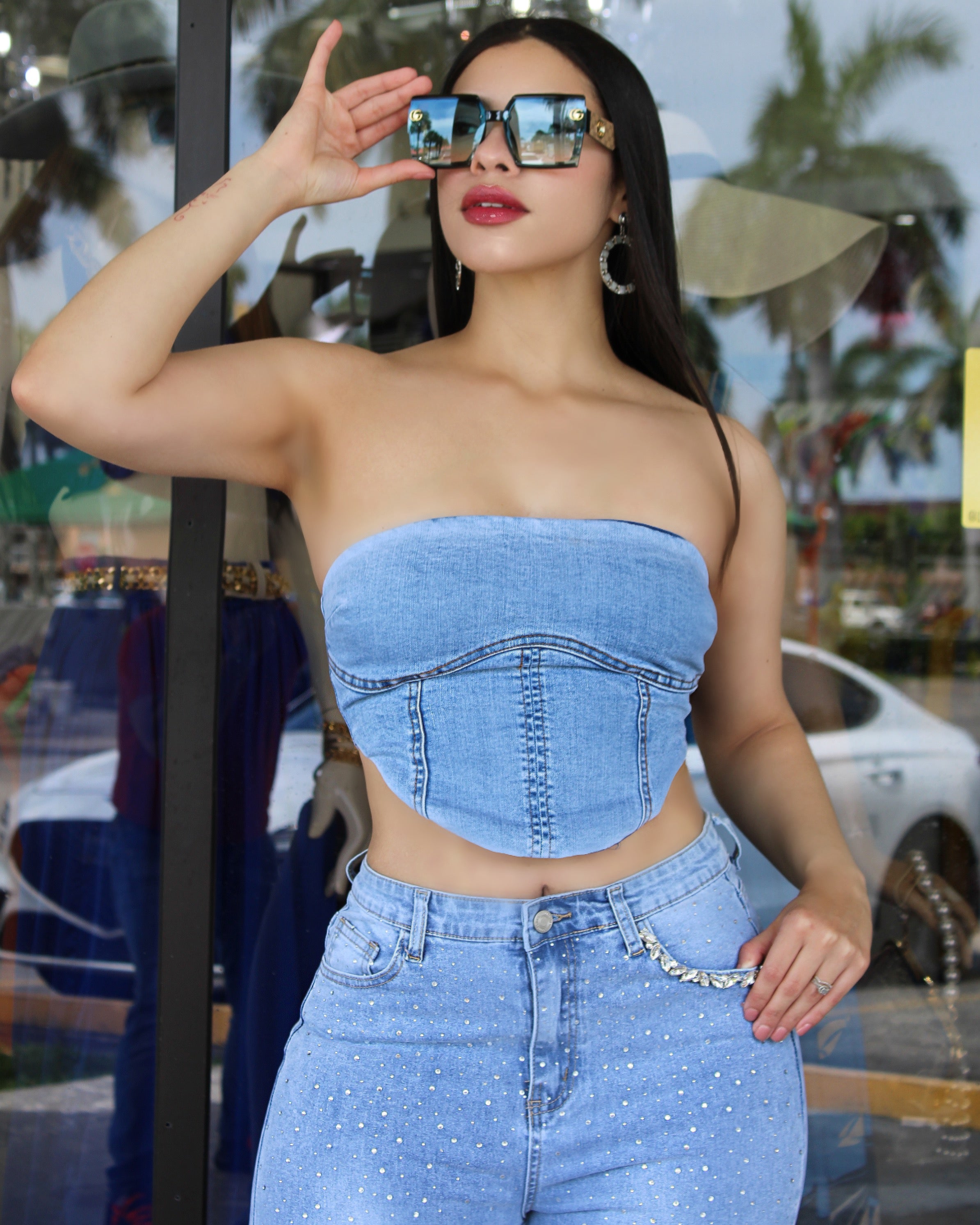 Denim Is My Thing Strapless Corset Top