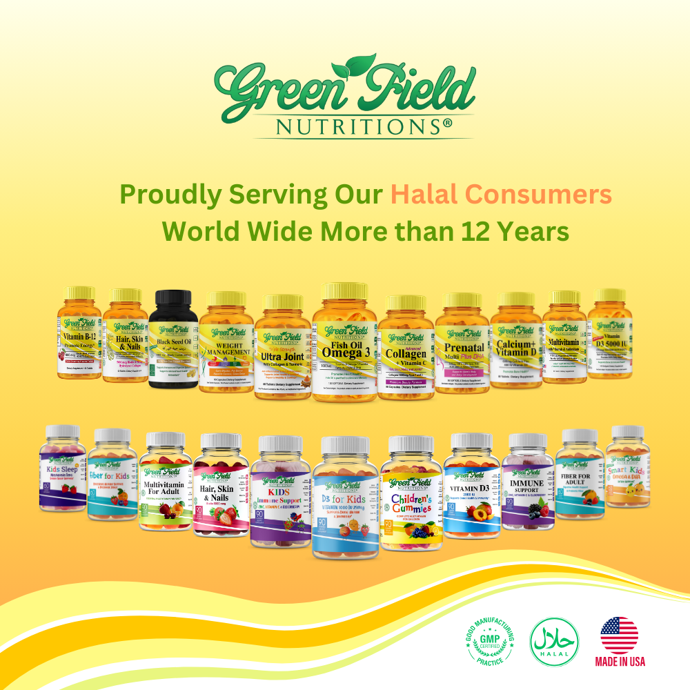 Greenfield Nutritions - Halal Vitamin B12 1000 mcg Vitamin, 60 Sublingual Tablets, Fast Absorption