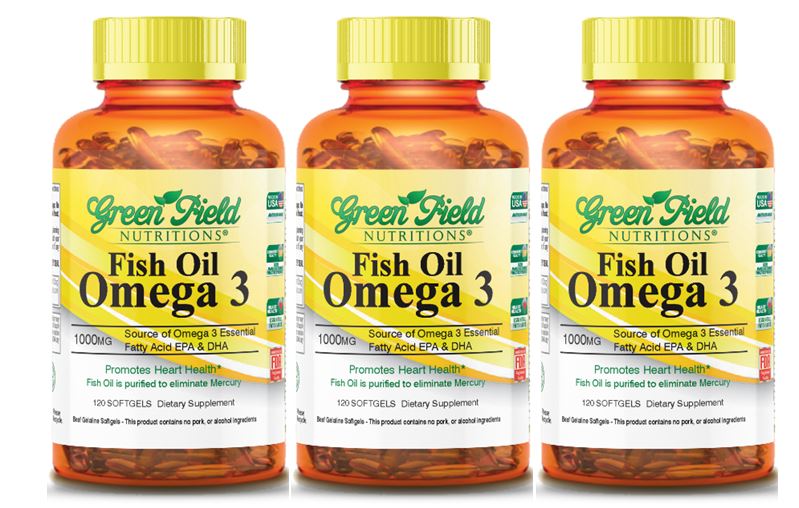 Sales - Greenfield Nutritions - Halal Fish Oil 1000mg, 120 Softgels, Omega 3 300mg , Halal Vitamins Made from Halal Gelatin
