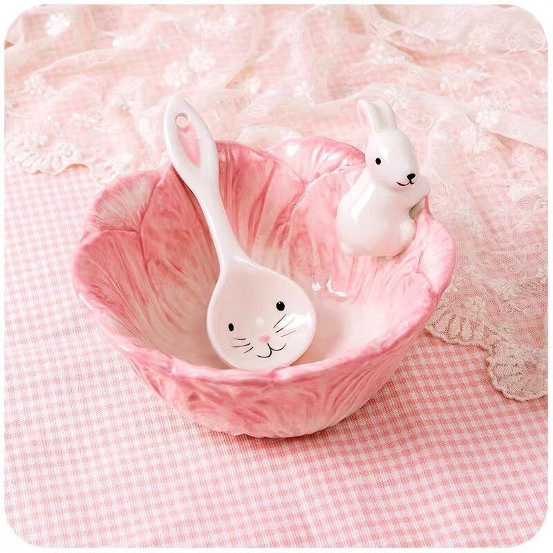 Pink Bunny Bowl & Spoon