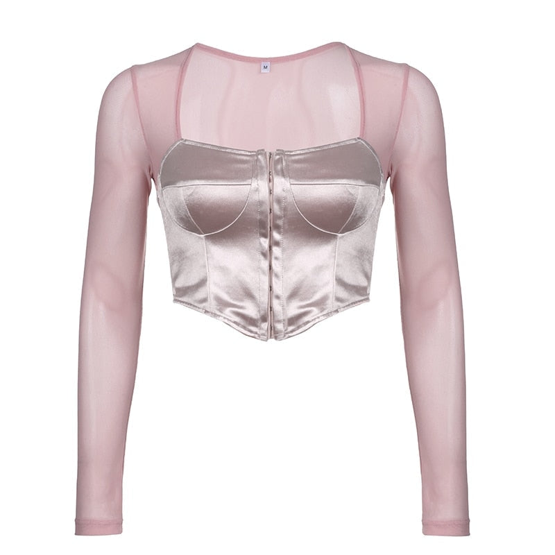 Long Sleeve Satin Bustier