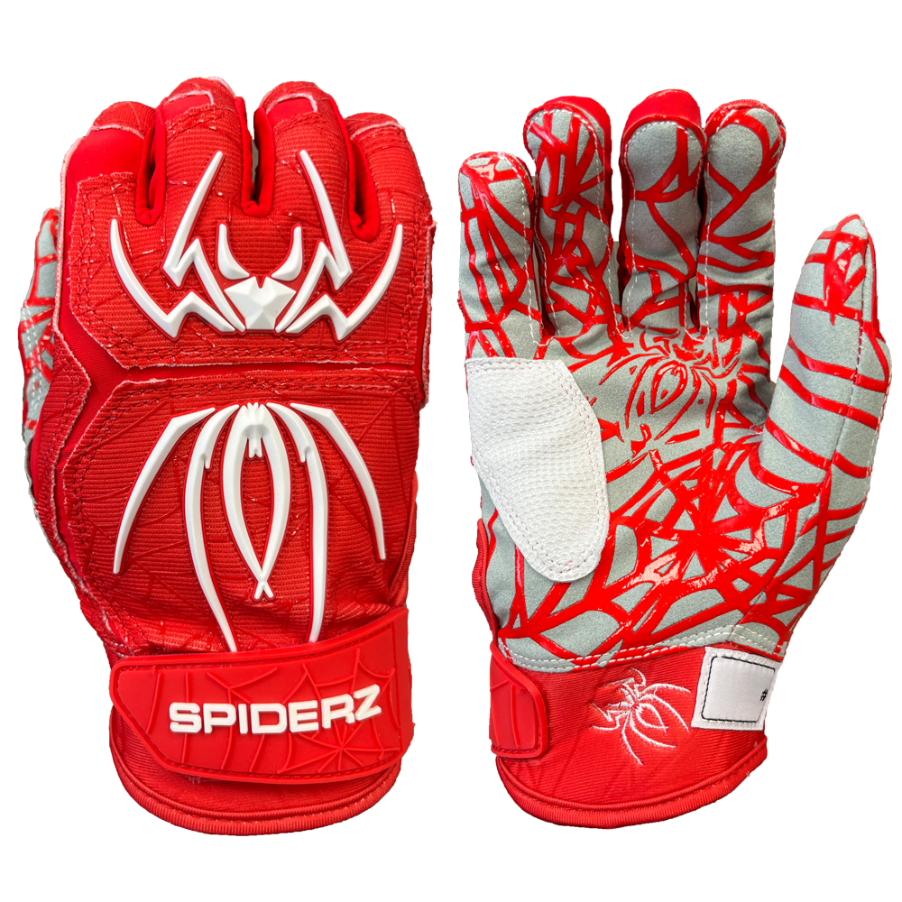 Spiderz HYBRID Batting Gloves - Red/White